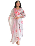 The52 Women's Beautiful Rayon Fabric Printed Work Straight Kurta Pant and Dupatta Set | Grocsy