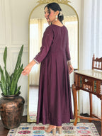The52 Women Beautiful Vichitra Silk Fabric Flared Kurta, Pant and Dupatta Set | Grocsy