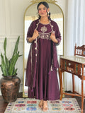 The52 Women Beautiful Vichitra Silk Fabric Flared Kurta, Pant and Dupatta Set | Grocsy