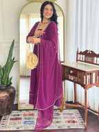 The52 Women Beautiful Georgette Fabric Angrakha Kurta, Pant and Dupatta Set | Grocsy
