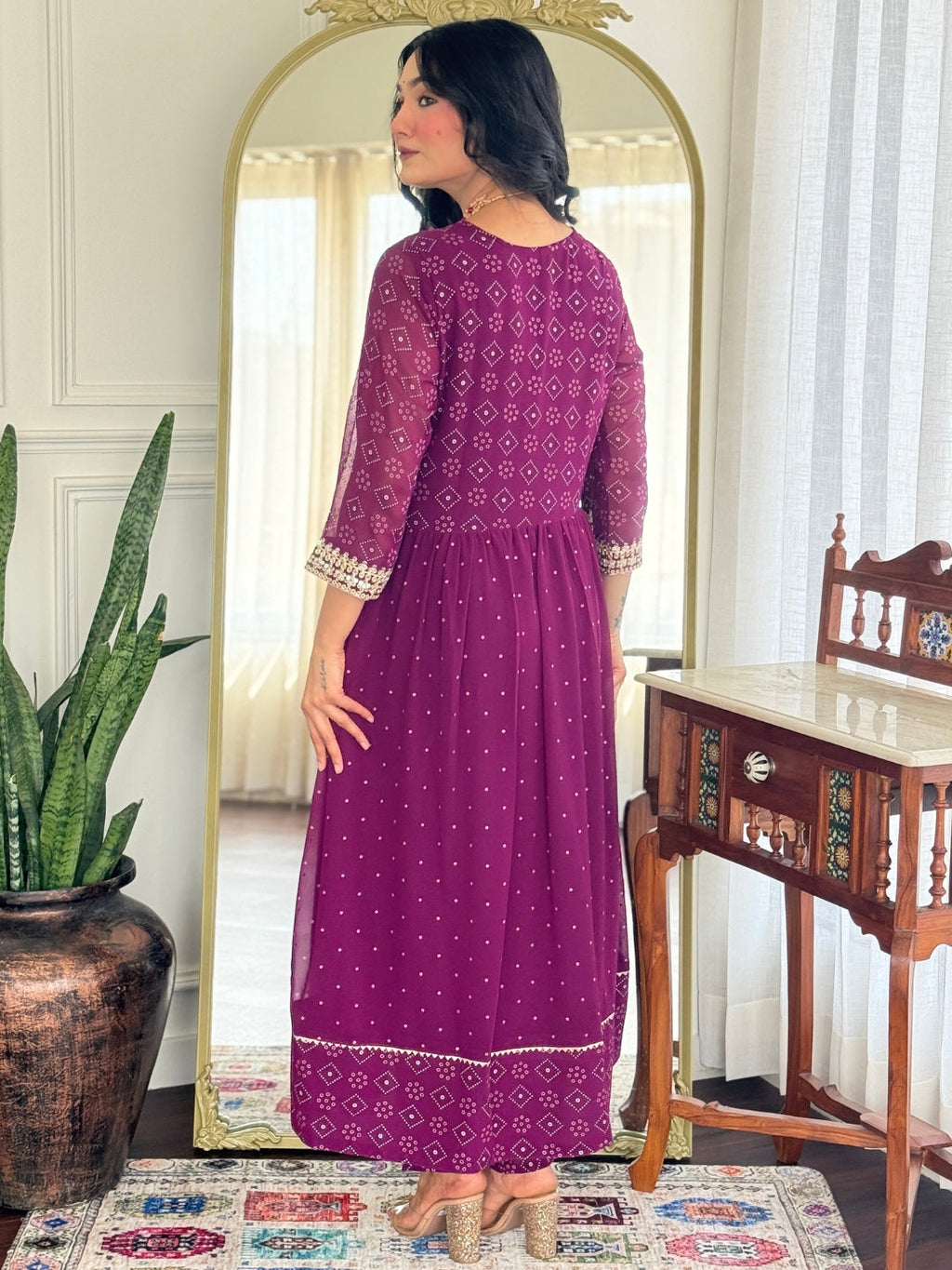 The52 Women Beautiful Georgette Fabric Angrakha Kurta, Pant and Dupatta Set | Grocsy