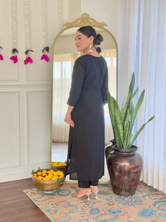 The52 Women's Viscose Chanderi Fabric Straight Kurta, Pant and Dupatta Set | Grocsy