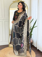 The52 Women Gorgeous Roman Silk Fabric Straight Kurta, Pant and Dupatta Set | Grocsy