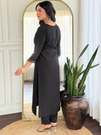 The52 Women Gorgeous Roman Silk Fabric Straight Kurta, Pant and Dupatta Set | Grocsy