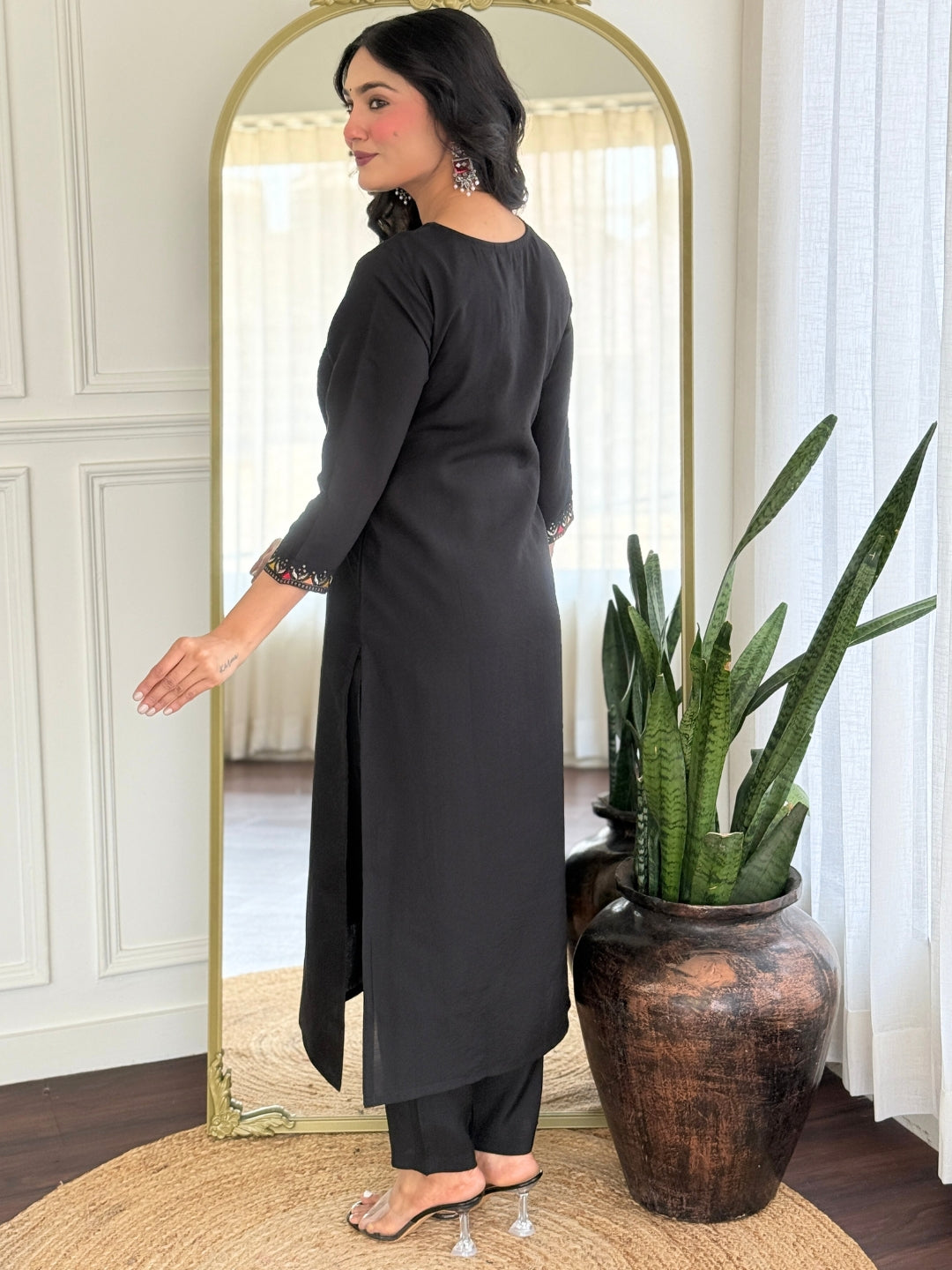 The52 Women Gorgeous Roman Silk Fabric Straight Kurta, Pant and Dupatta Set | Grocsy