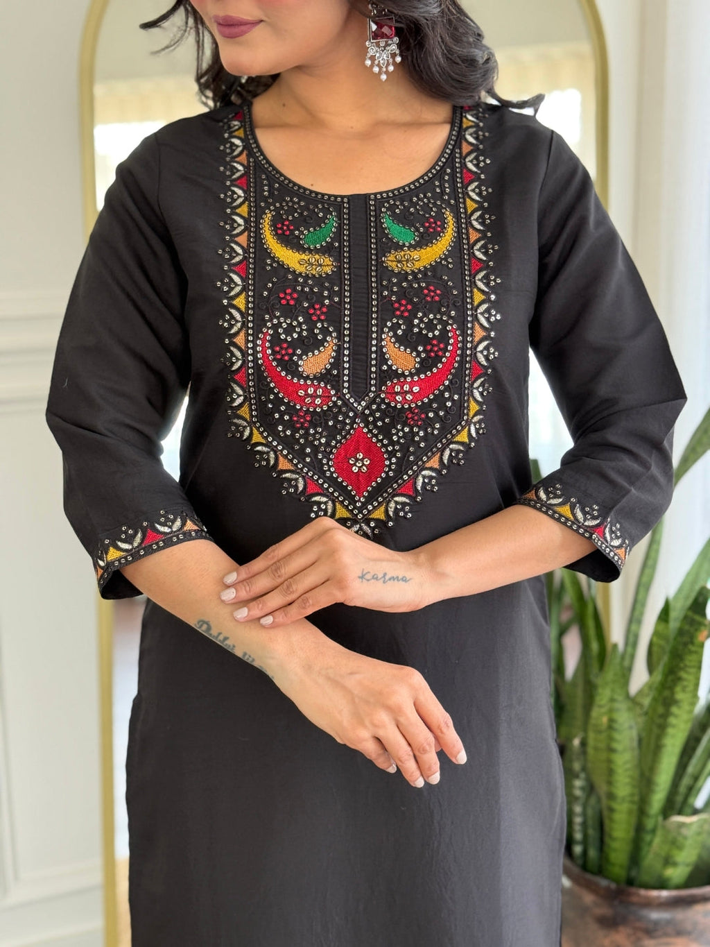 The52 Women Gorgeous Roman Silk Fabric Straight Kurta, Pant and Dupatta Set | Grocsy