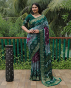 Anaita Grey Woven Design Pure Bandhej Soft Silk Saree | Grocsy