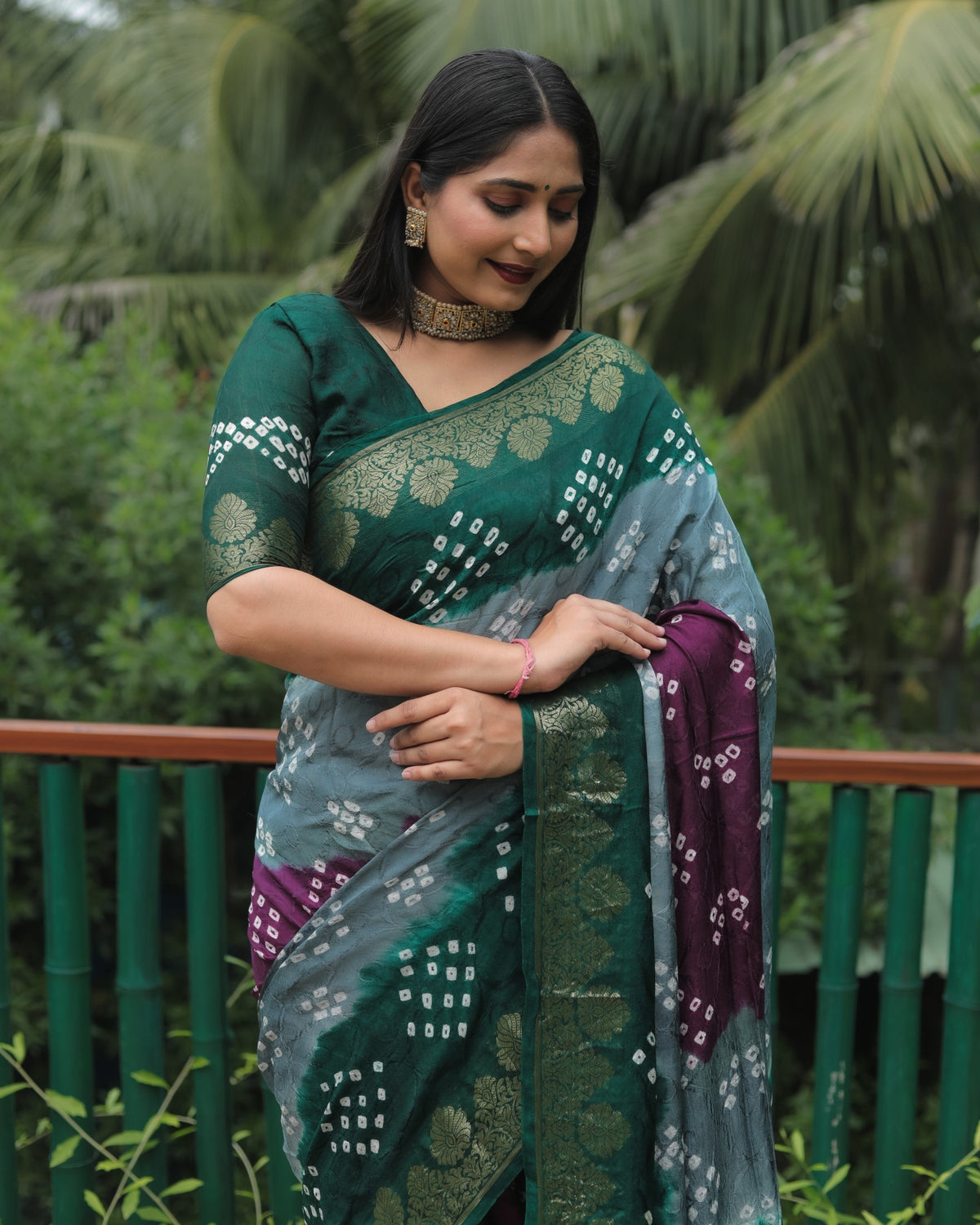 Anaita Grey Woven Design Pure Bandhej Soft Silk Saree | Grocsy