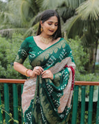 Anaita Light Brown Woven Design Pure Bandhej Soft Silk Saree | Grocsy