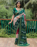 Anaita Light Brown Woven Design Pure Bandhej Soft Silk Saree | Grocsy