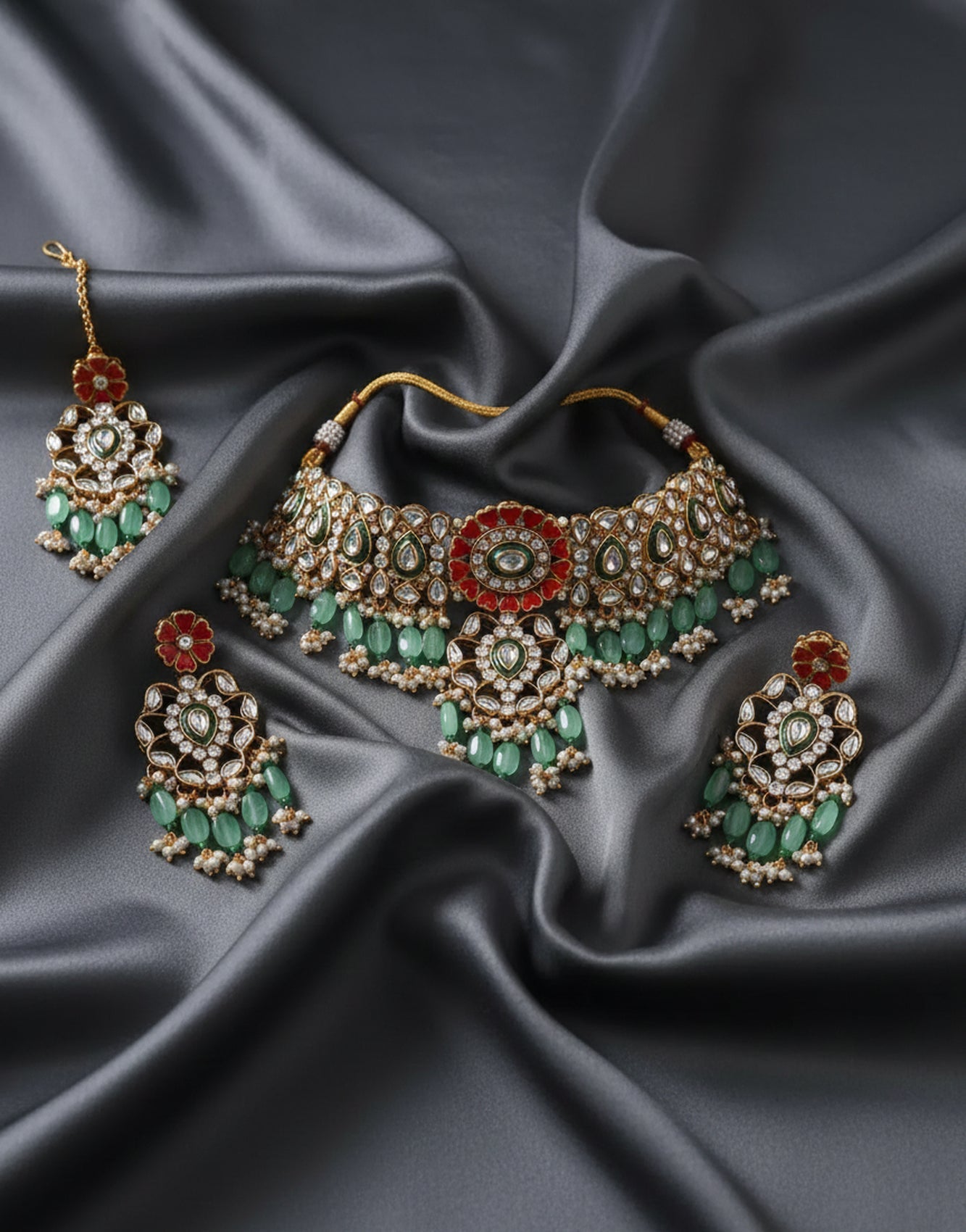 Jewel City Stunning Handcrafted Kundan Choker Jewelry Set | Grocsy