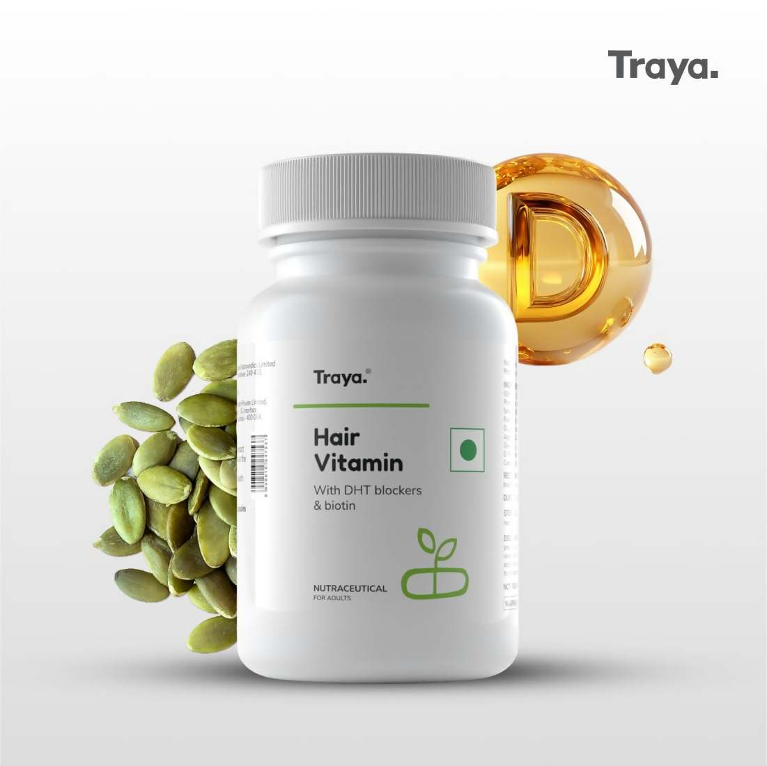 Traya Hair Vitamins with Biotin and Bhringraj Capsules | Grocsy
