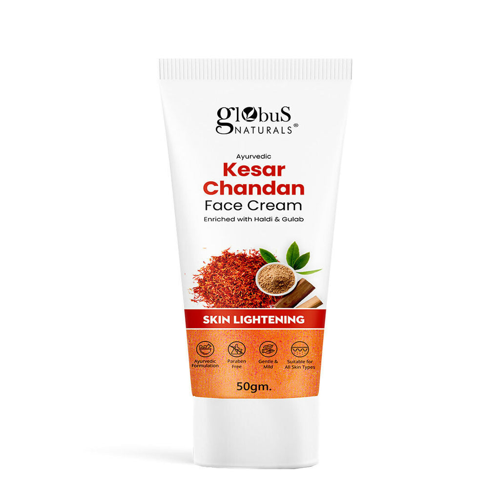 Globus Naturals Daily Glow Kesar Chandan Face Cream with SPF, Skin Lightening Formula For All Skin Types | Grocsy