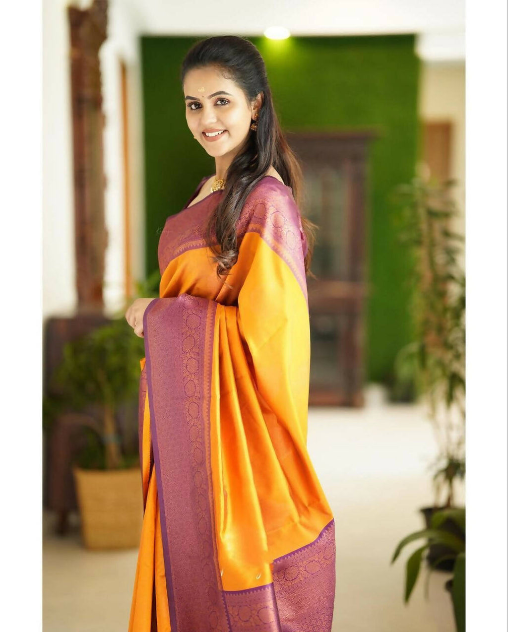 DEIANA'S Beautiful Designer Golden zari Soft Lichi Silk Saree - Yellow | Grocsy