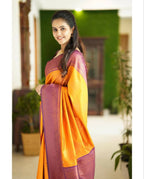 DEIANA'S Beautiful Designer Golden zari Soft Lichi Silk Saree - Yellow | Grocsy