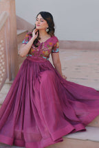 Joban Fashion Pink Crunchy Fabric Sequence Embroidery Work Kurta Set | Grocsy