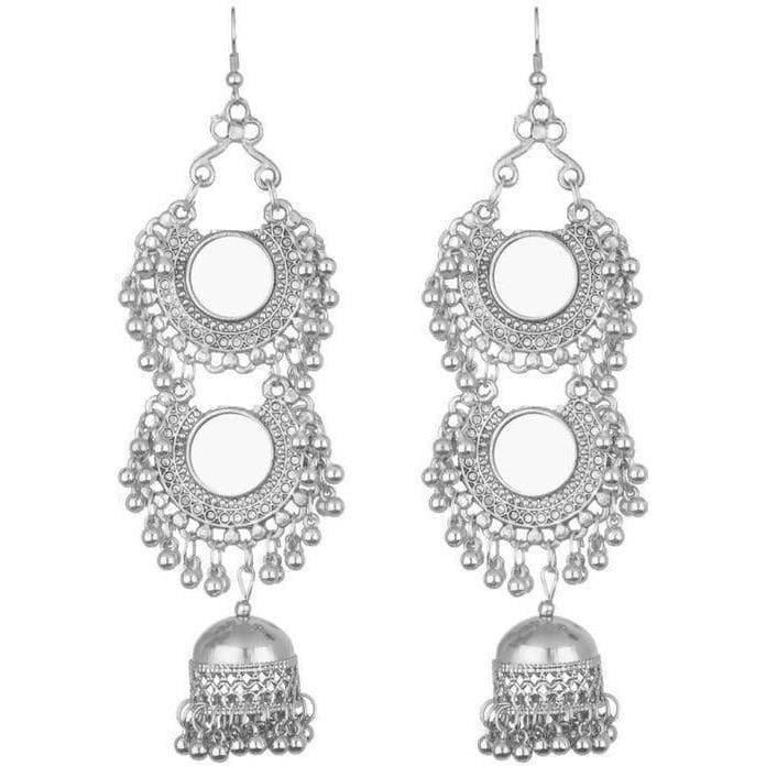 MS Fashion India Double Hanging Half Moon Long Earrings With Jhumka | Grocsy