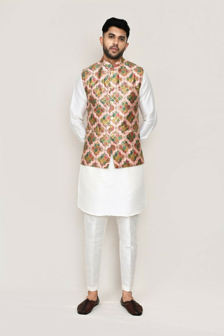 Joban Fashion Printed Colored Art Silk Printed Work Men's Jacket | Grocsy