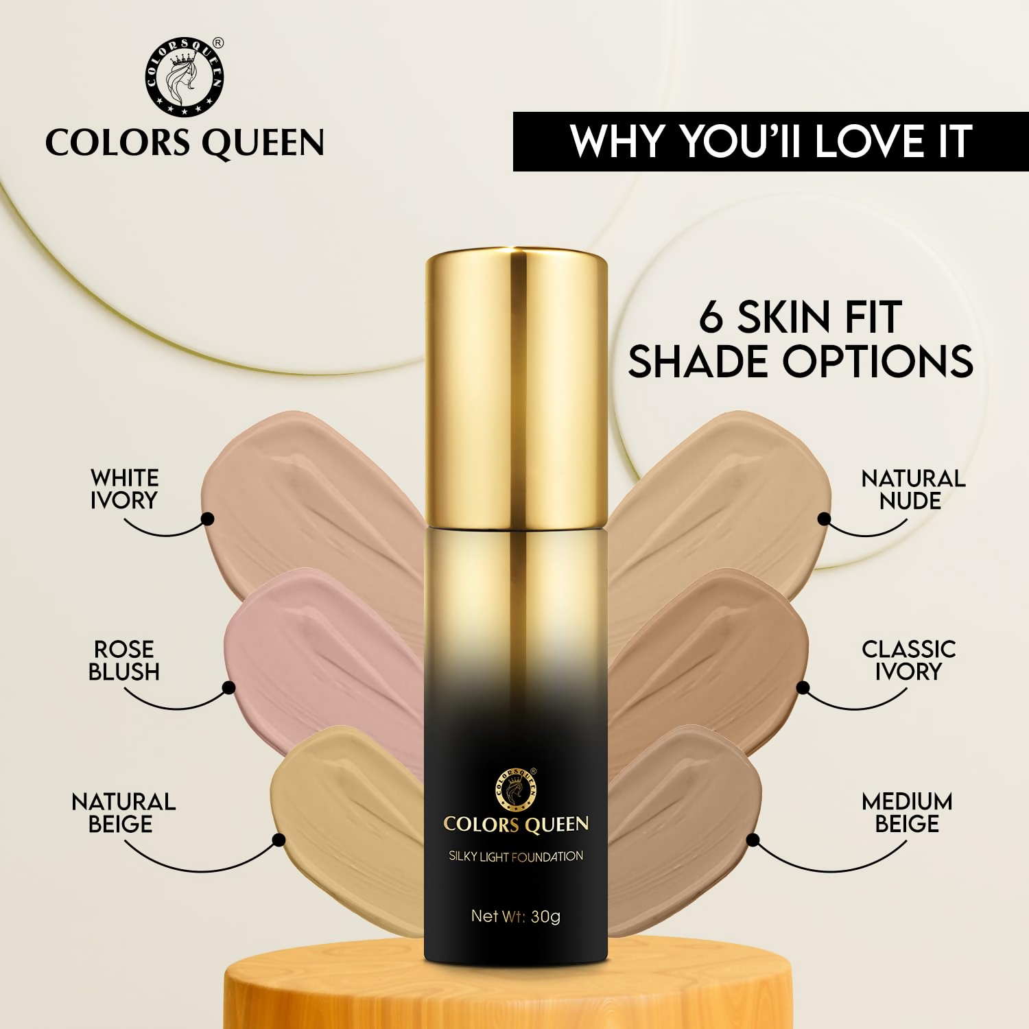 Colors Queen Silky Light Foundation - 04 Natural Nude | Grocsy