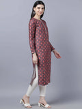 Myshka Women Burgundy Pink Ethnic Motifs Printed Kurta | Grocsy