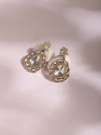 Silver Tone Moissanite Stone Earrings- Ruby Raang