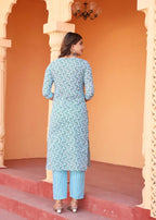 Alvano Women's Kurti with Pant and Dupatta Set for Women's and Girls | Grocsy