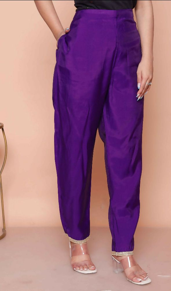Miravan Womens Purple Muslin Straight Kurta And Palazzo With Dupatta Suit Set | Grocsy
