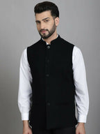 Even Apparels Nehru Jacket With Welt Pockets - Black | Grocsy
