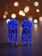 Inhanns Handmade Crystal Water Fall Earrings - Short - Royal Blue | Grocsy