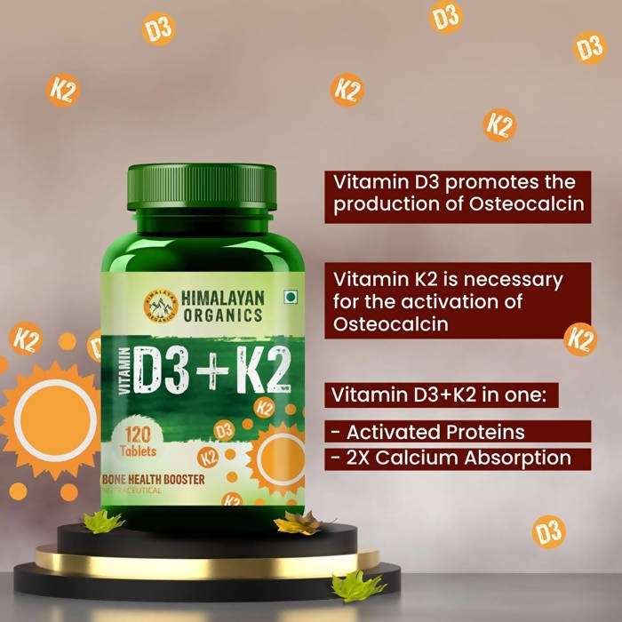 Himalayan Organics Vitamin D3 + K2 Promote Healthy Bones Nutraceutical Tablets | Grocsy