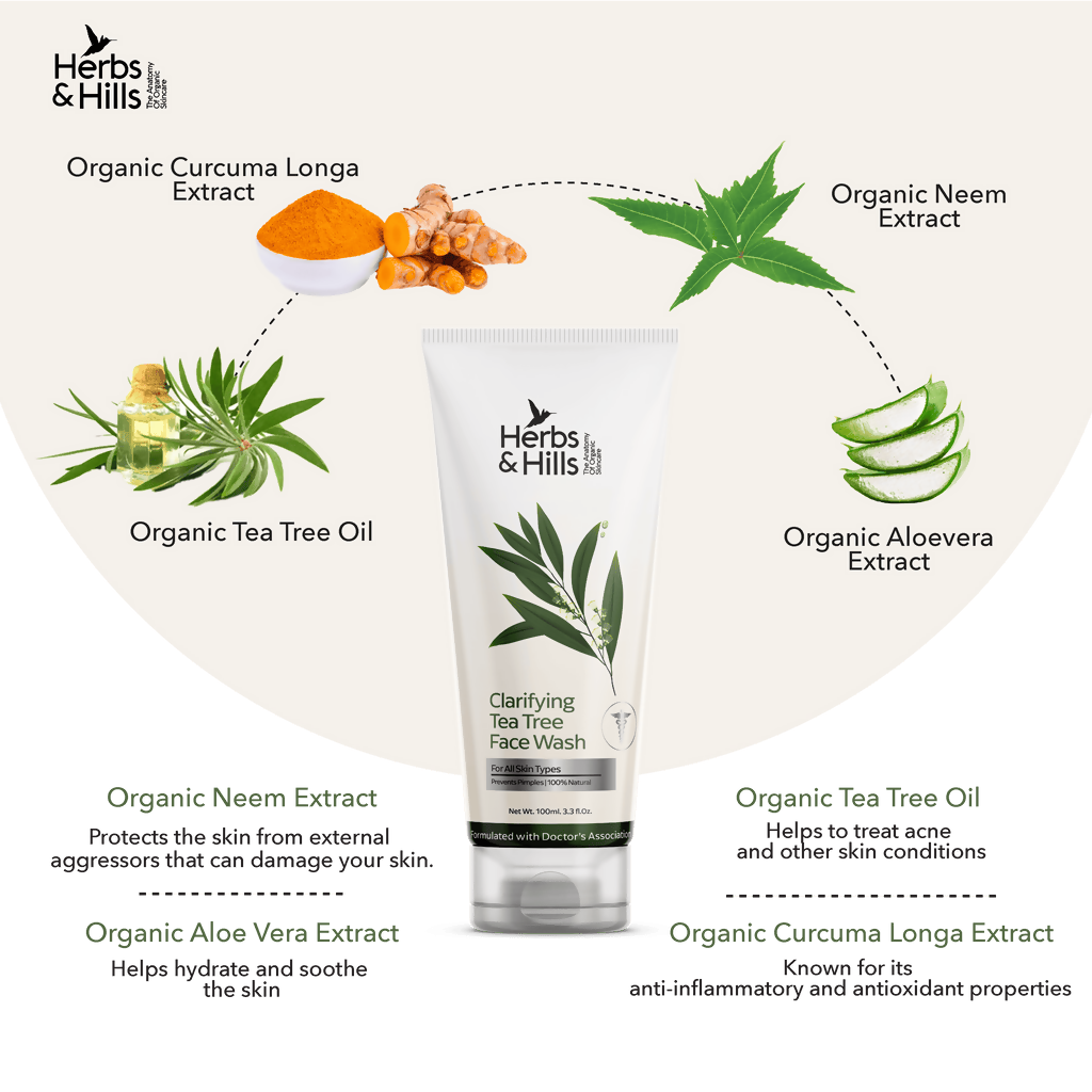 Herbs & Hills Clarifying Tea Tree Face Wash | Grocsy