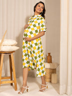 Janasya Multicolour Cotton Geometric A-Line Dress | Grocsy