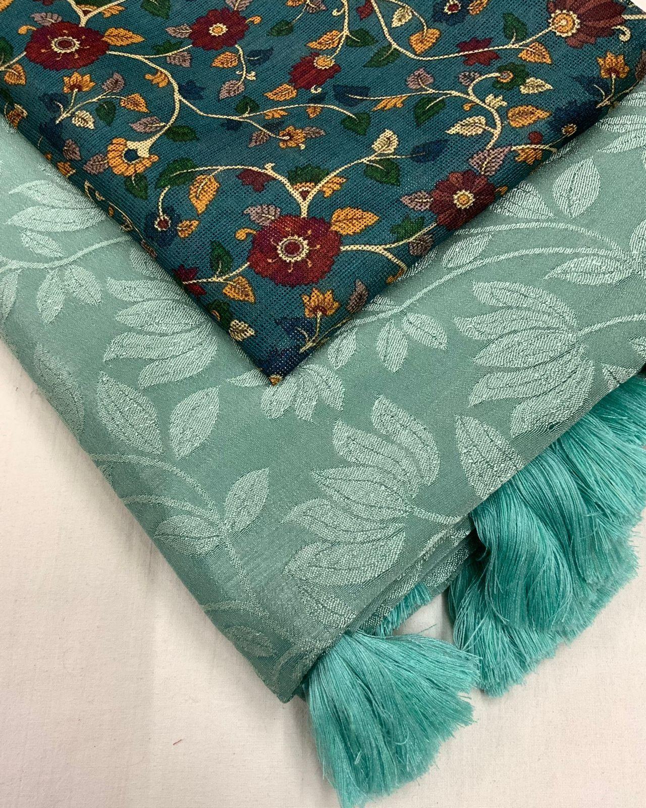 Rama Jute Silk Woven Design Saree with Unstitched Blouse - Hiral Fashion | Grocsy