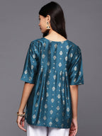 Ahalyaa Women's Traditional wear Tunic - Teal Blue | Grocsy
