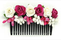 Pink & White Flower Hair Comb | Grocsy