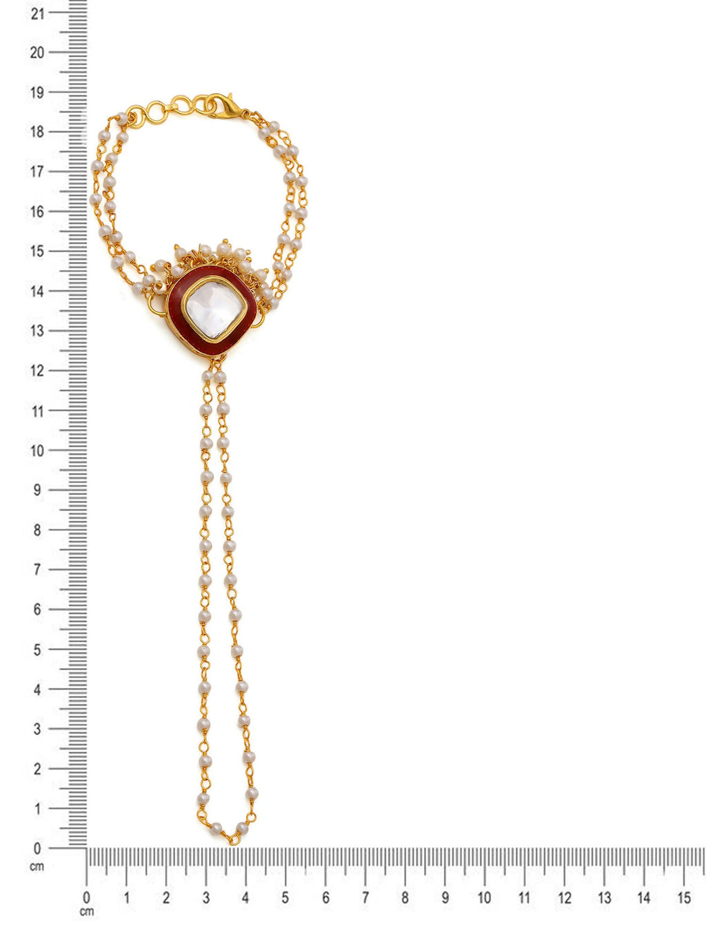 Ruby Raang Gold Red Meenakari Kundan Haath Phool | Grocsy
