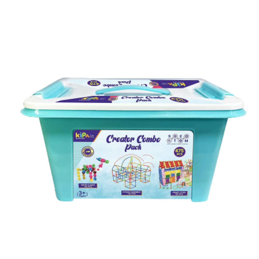 Kipa 475 Pieces Multi Colored Mega Creator Combo Pack ( Smart Stick + Snowflakes + Straw Assemly) - with Storage Container | Grocsy