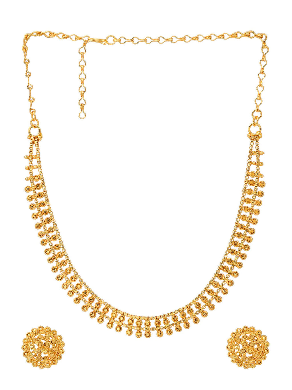 Ruby Raang Golden Necklace with Studs | Grocsy