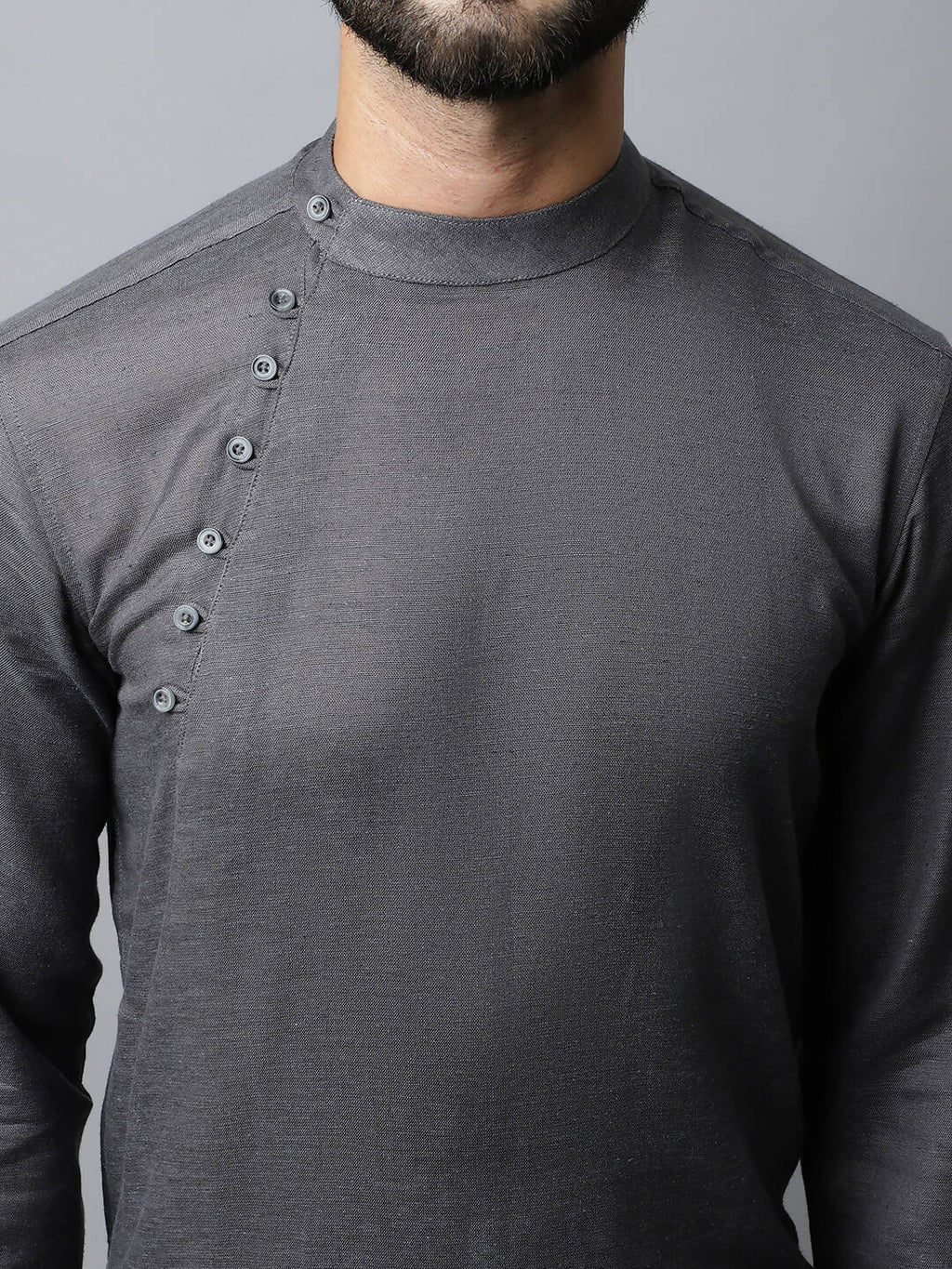 Even Apparels Grey Color Pure Cotton Men's Kurta With Side Placket (SLD1202) | Grocsy