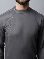 Even Apparels Grey Color Pure Cotton Men's Kurta With Side Placket (SLD1202) | Grocsy
