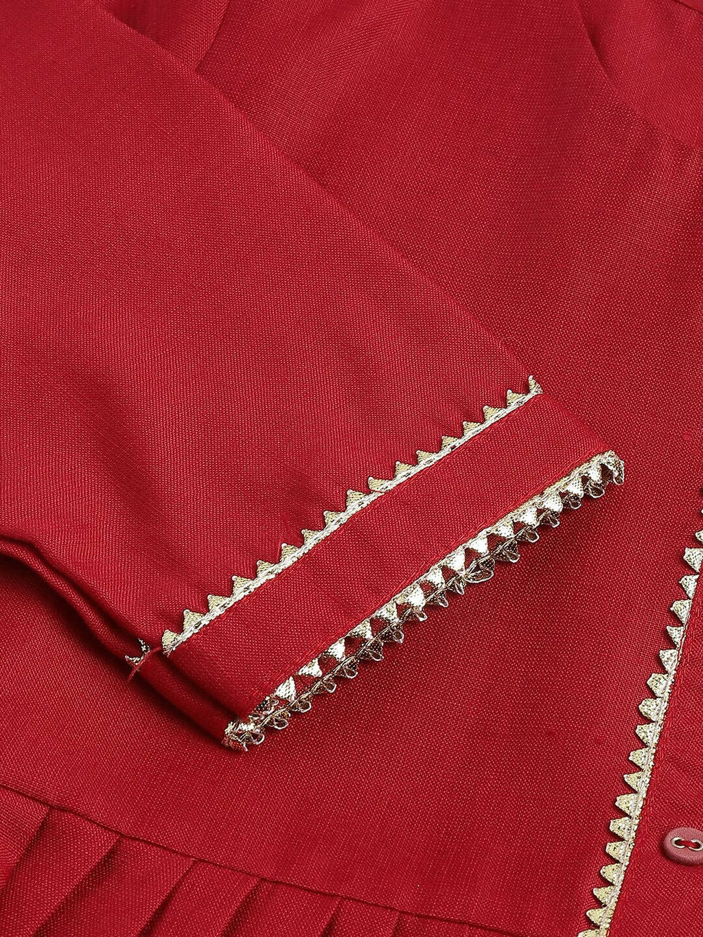 Red Poly Cotton Solid Nayra Cut Kurta - Tirtha | Grocsy