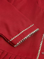 Red Poly Cotton Solid Nayra Cut Kurta - Tirtha | Grocsy