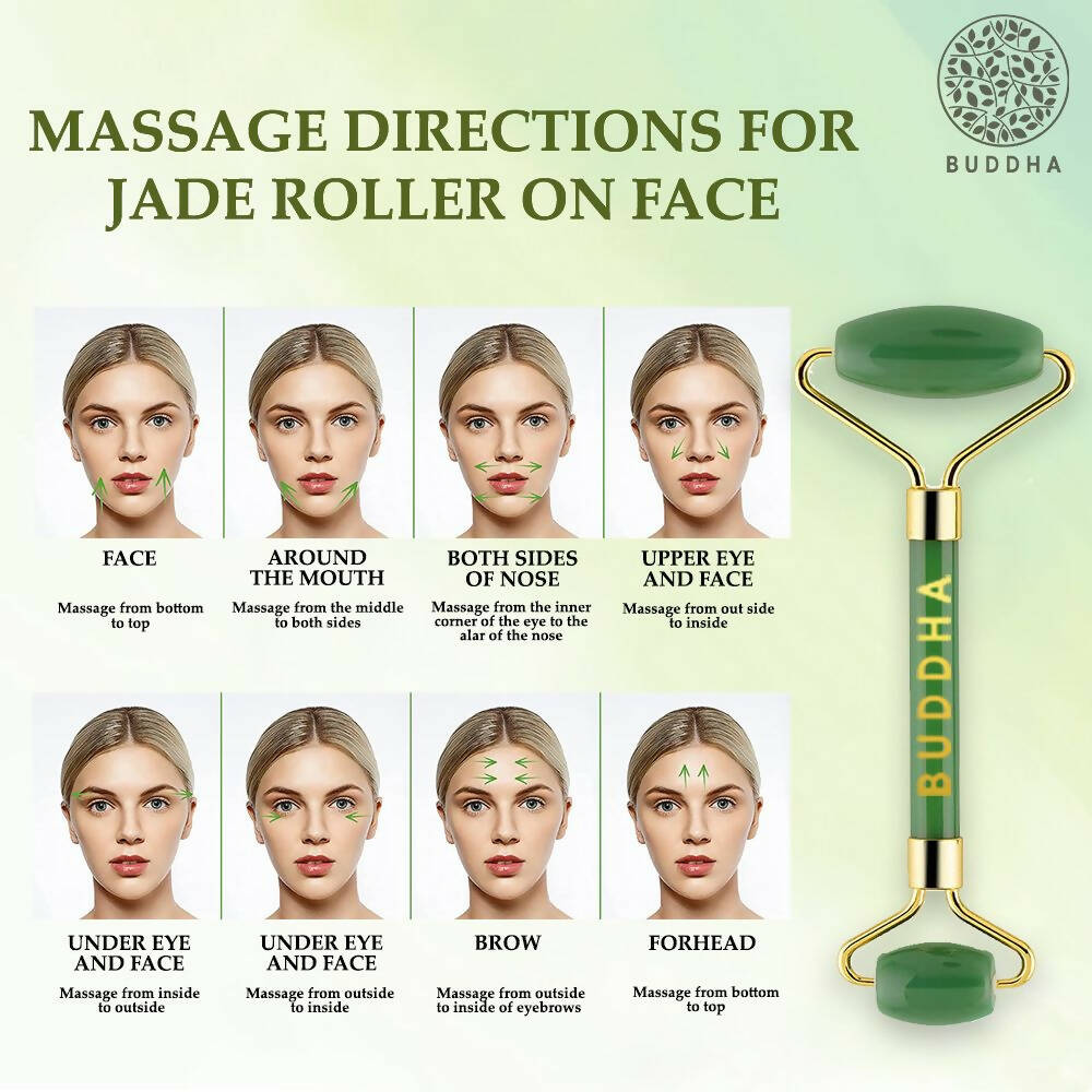 Buddha Natural Green-M Green Jade Face Roller Massager (Green) | Grocsy