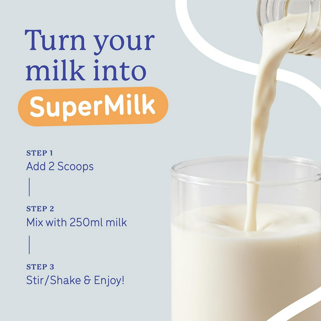 Gritzo SuperMilk Overall Growth (2-6y Boy & Girl), 6g Protein Powder (Creamy Vanilla) | Grocsy