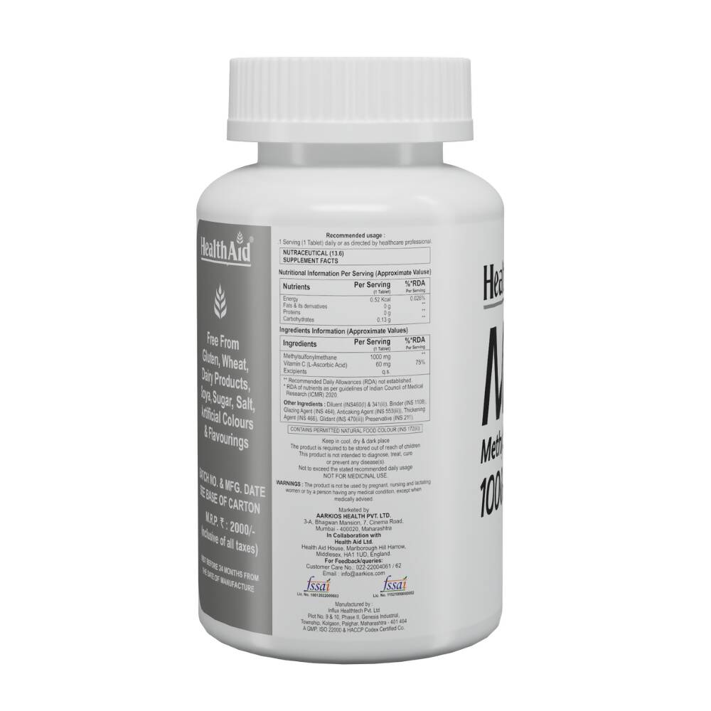HealthAid MSM 1000 mg Tablets | Grocsy
