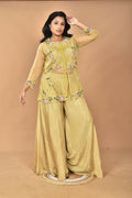 Morchari Women And Hand Embroidery Palazzo Set-Mustard | Grocsy