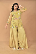 Morchari Women And Hand Embroidery Palazzo Set-Mustard | Grocsy