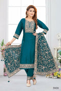 Joban Fashion Chinon Silk Blue Color Kurta Set | Grocsy