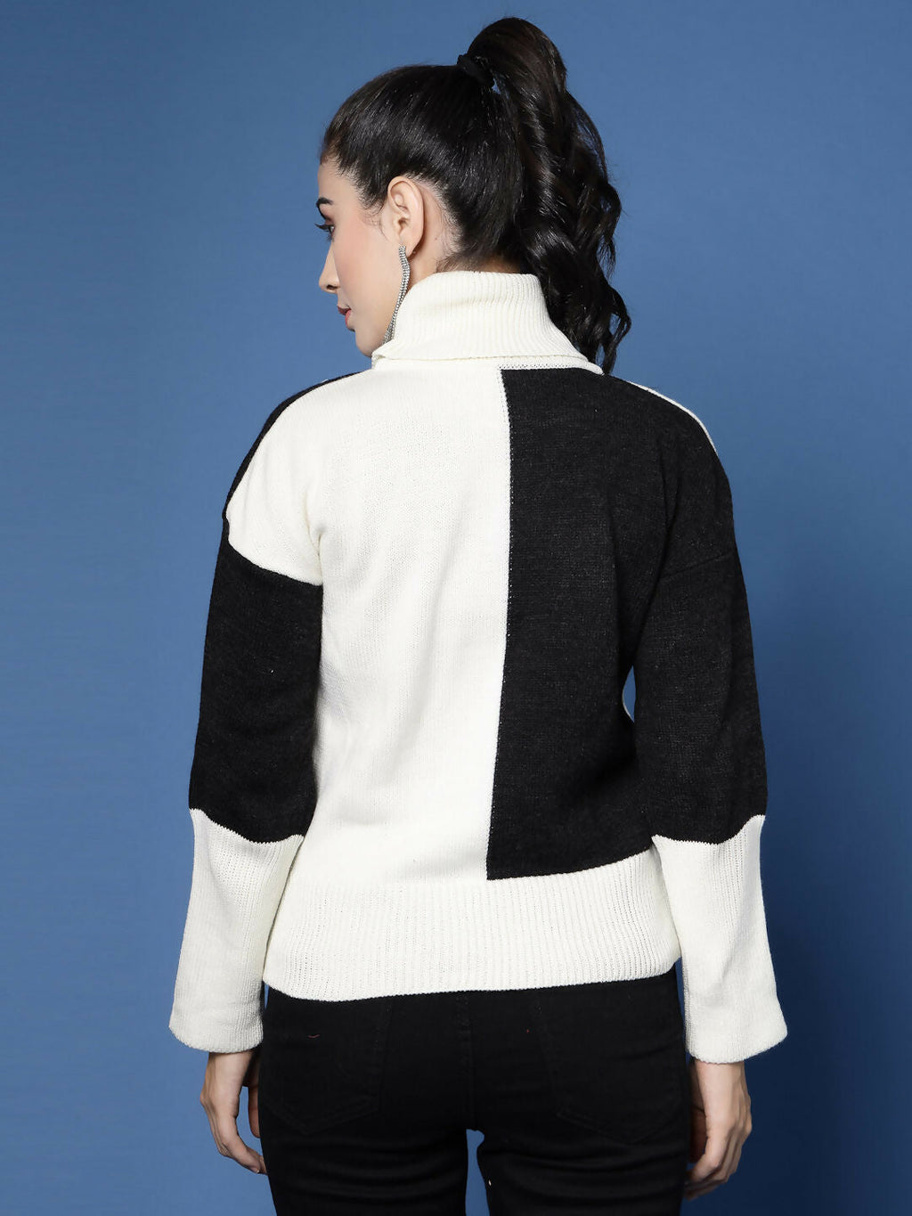 Women Winter Off White Acrylic Sweater - Wool Trees | Grocsy