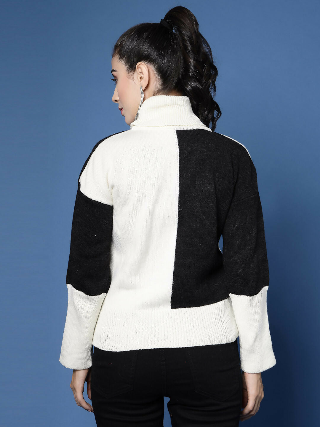 Women Winter Off White Acrylic Sweater - Wool Trees | Grocsy